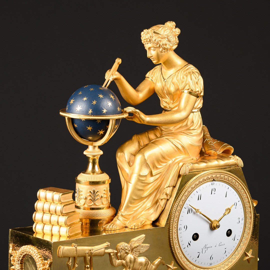 Exquisite Empire Clock “ The Study Of Astronomy ” After Design By Jean - André Reiche -photo-2