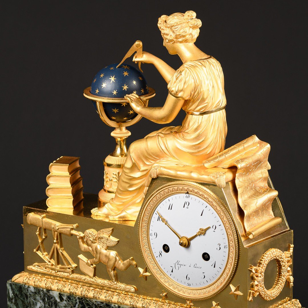 Exquisite Empire Clock “ The Study Of Astronomy ” After Design By Jean - André Reiche -photo-3