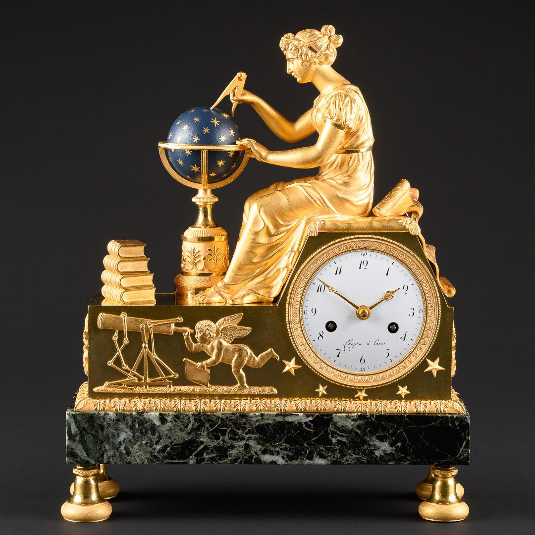 Exquisite Empire Clock “ The Study Of Astronomy ” After Design By Jean - André Reiche 