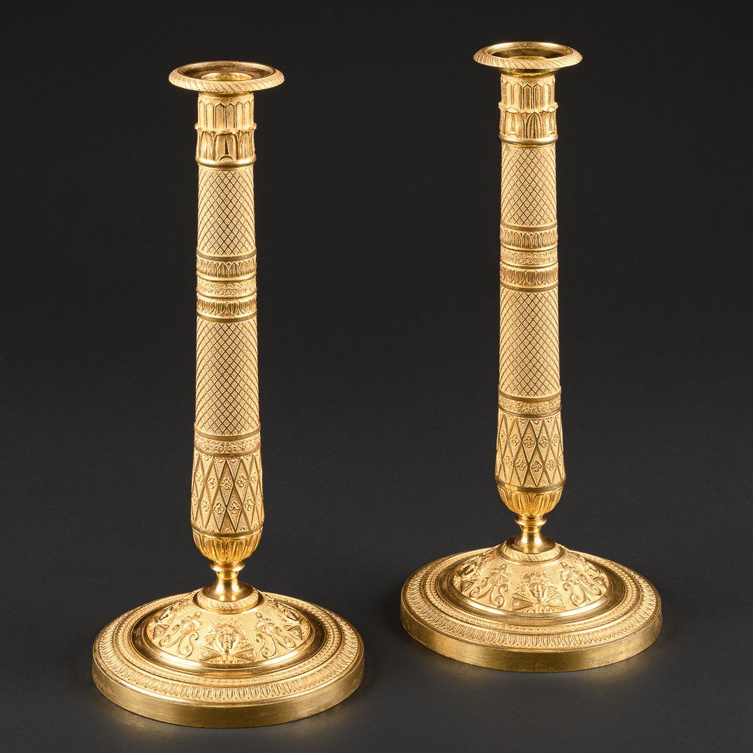 Pierre Philippe Thomire - Sublime Large Pair Of Empire Period Candlesticks -photo-2