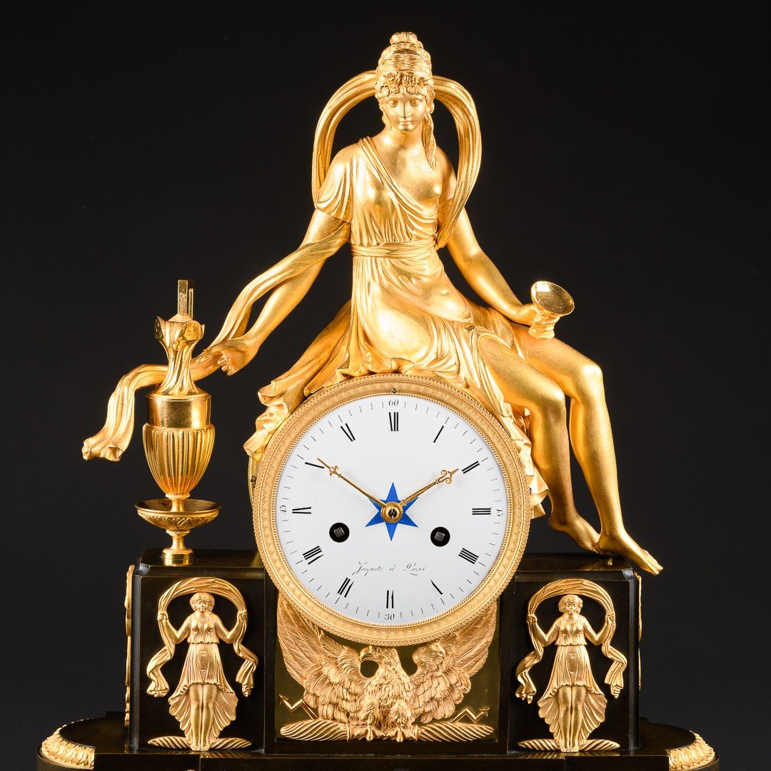 Directory Period  (1795-1799) - Unique Mythological Clock “ Hebe Cup Bearer ”-photo-2