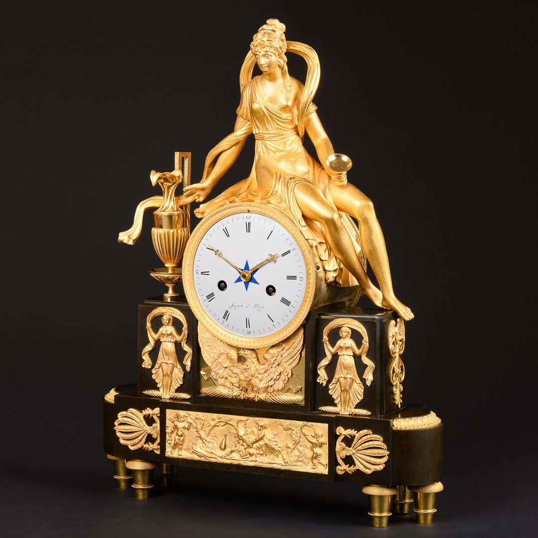 Directory Period  (1795-1799) - Unique Mythological Clock “ Hebe Cup Bearer ”-photo-2