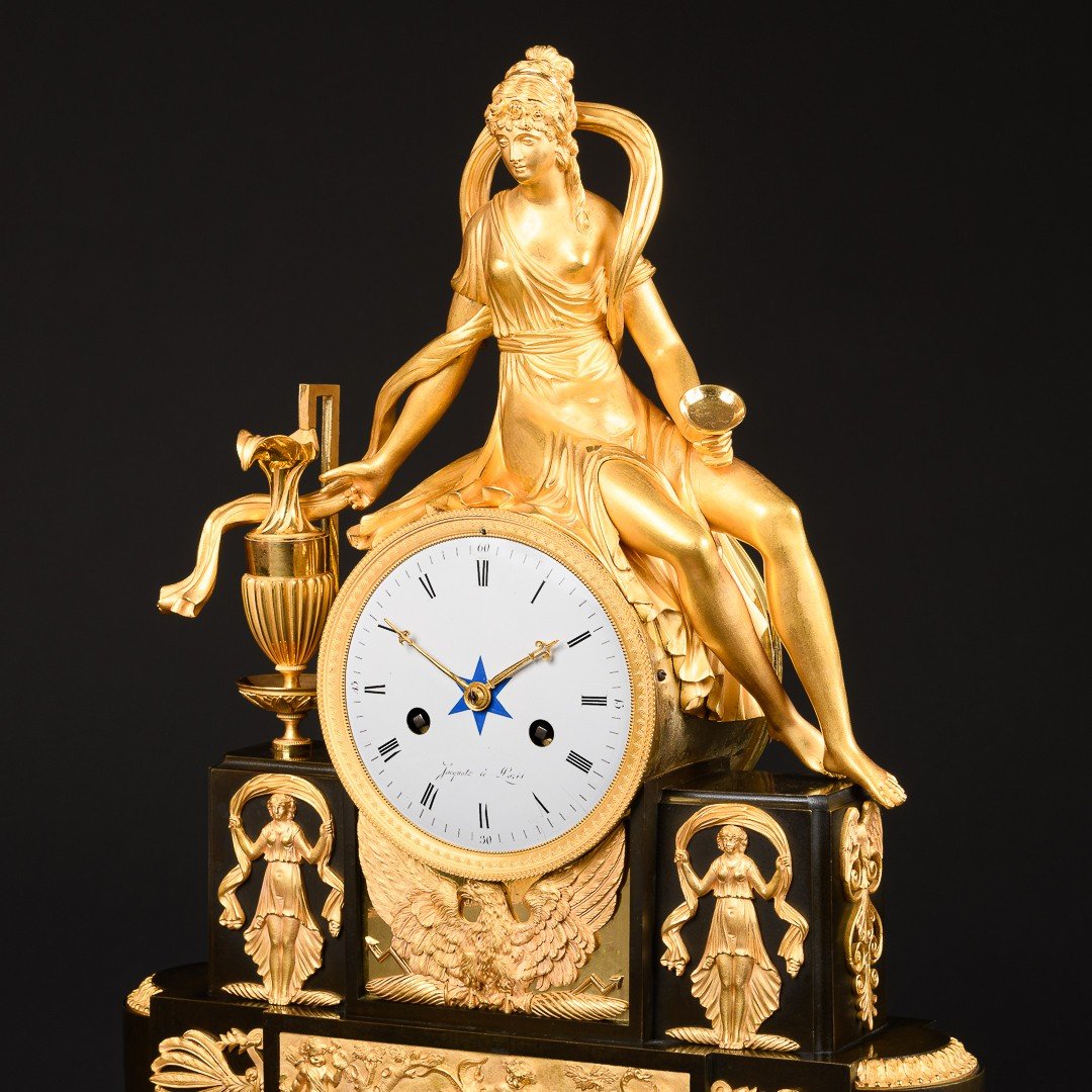 Directory Period  (1795-1799) - Unique Mythological Clock “ Hebe Cup Bearer ”-photo-3