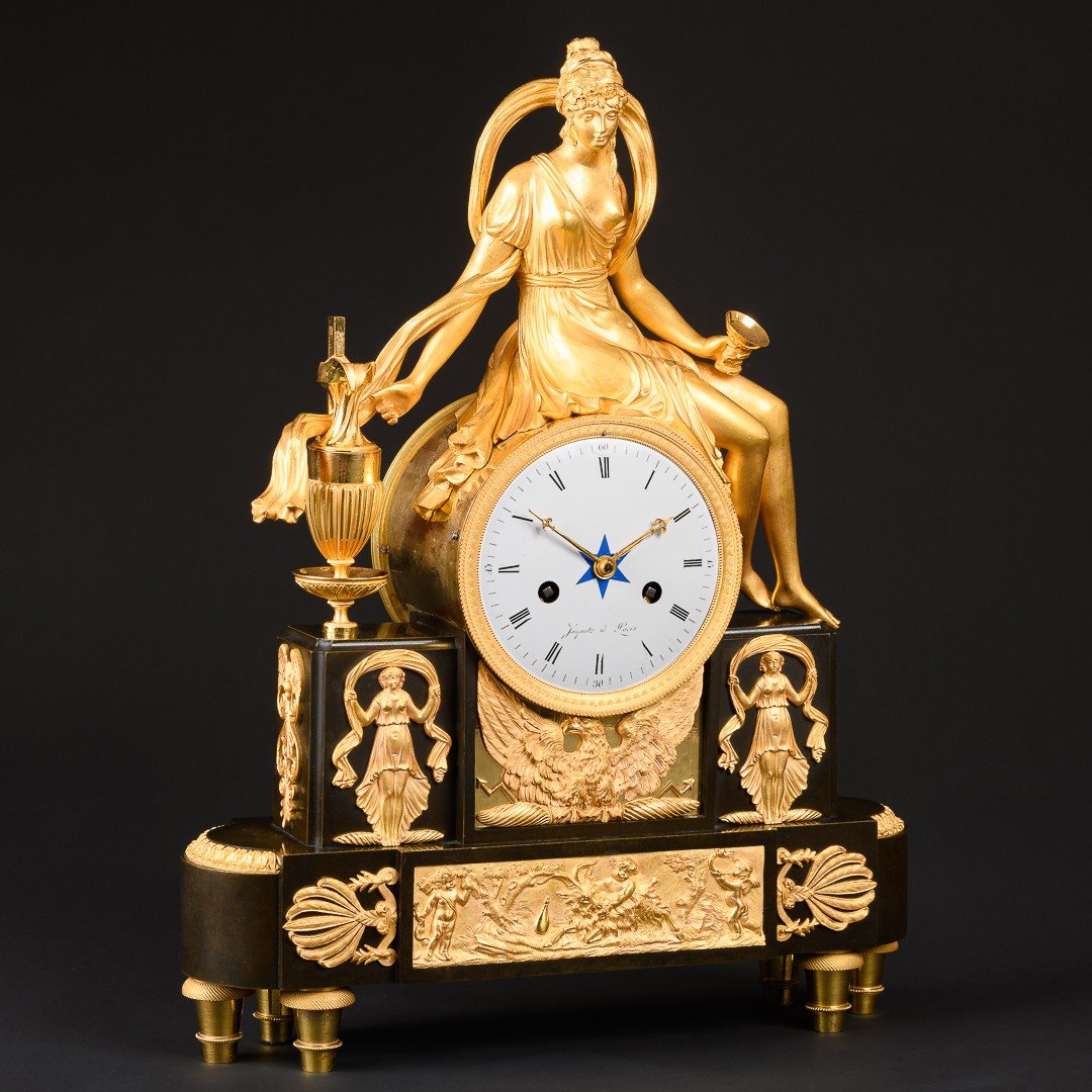 Directory Period  (1795-1799) - Unique Mythological Clock “ Hebe Cup Bearer ”-photo-5