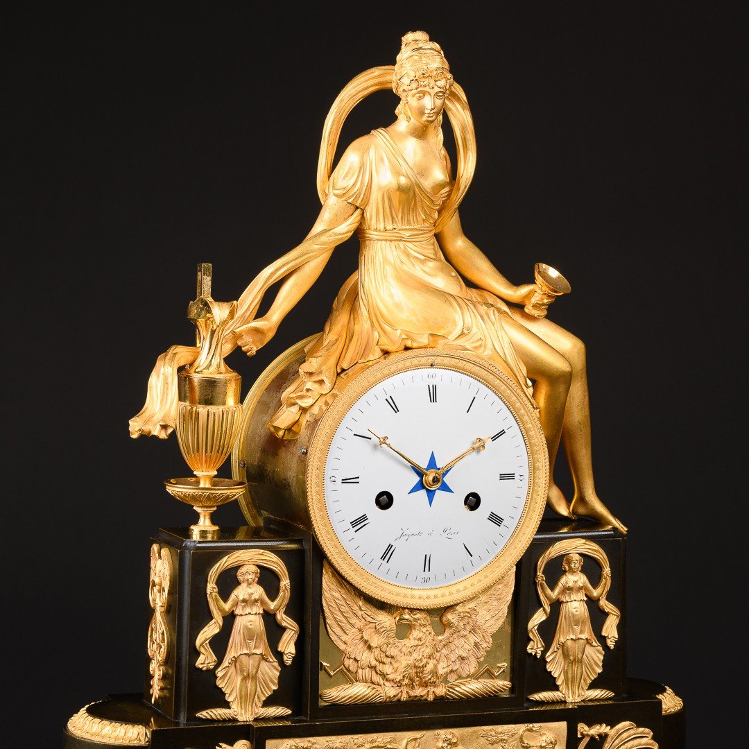 Directory Period  (1795-1799) - Unique Mythological Clock “ Hebe Cup Bearer ”-photo-6