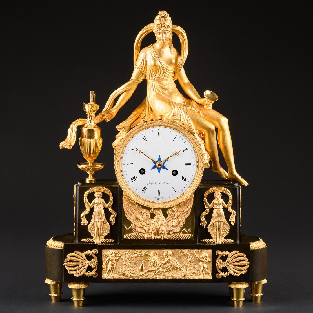 Directory Period  (1795-1799) - Unique Mythological Clock “ Hebe Cup Bearer ”