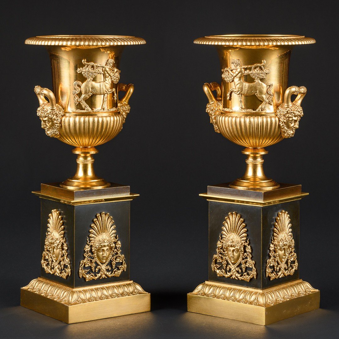 Signé Claude François Rabiat - Magnifique Paire De Vases Empire Médicis-photo-1