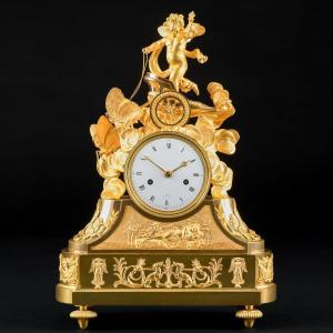 Splendide Pendule à Char Empire “ Allégorie Du Jour Et De La Nuit "