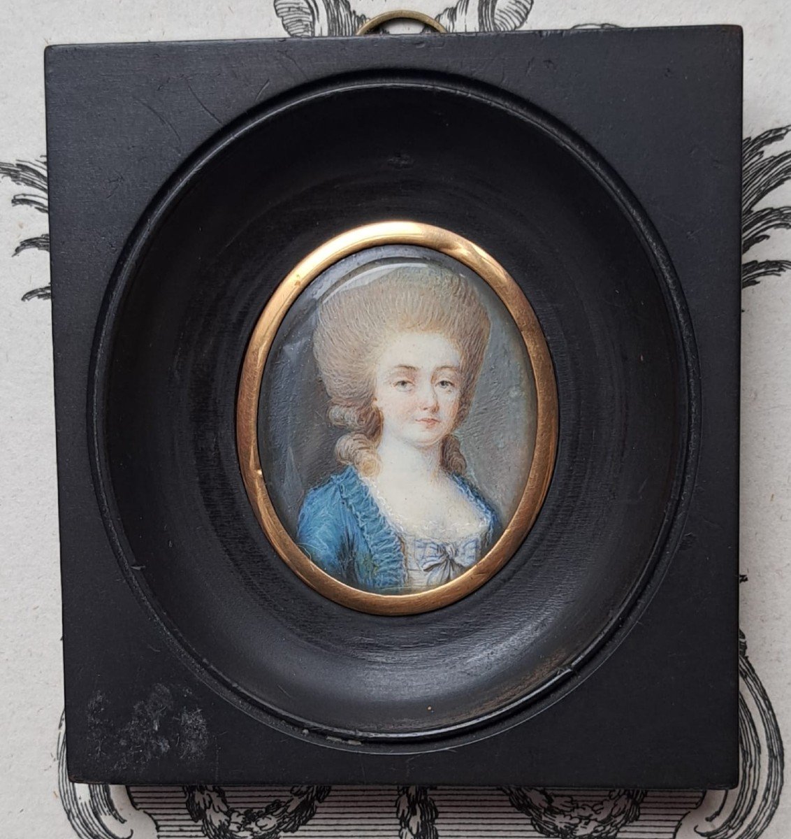 Deux Miniatures d'époque Louis XVI, Portrait De Femme Et D’homme De La Noblesse-photo-3
