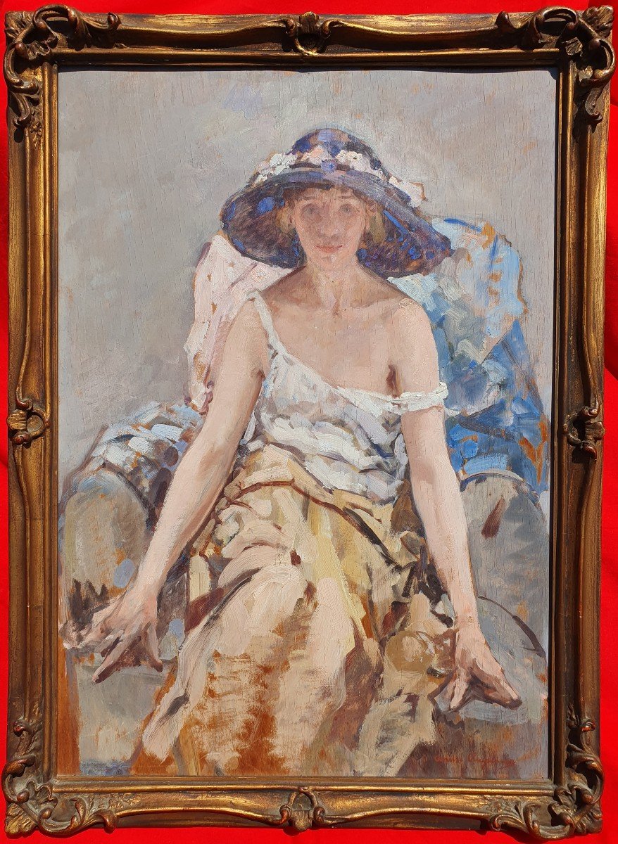 Woman Portrait Art Nouveau André Cluysenaar (1871-1939) Belgian Impressionist Painter