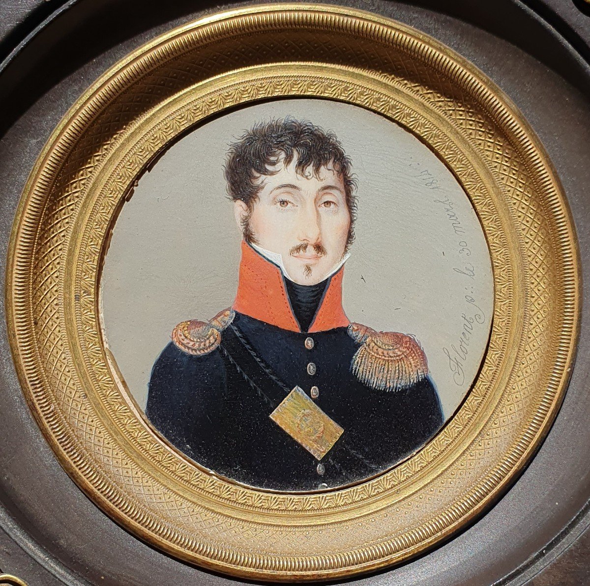 Miniature Portrait Male Military Officer 1st Empire Napoleon 1st 19th-photo-2