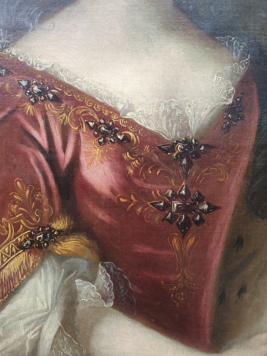 Portrait De Marie Leszczynska (1708-1768) Reine De France XVIIIe Van Loo (suiveur de) Louis XV-photo-4