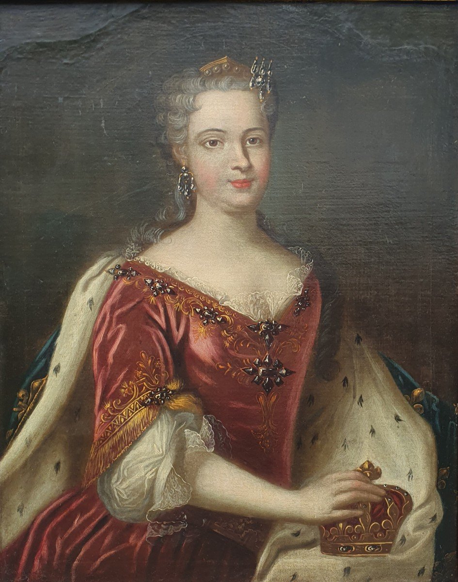 Portrait De Marie Leszczynska (1708-1768) Reine De France XVIIIe Van Loo (suiveur de) Louis XV