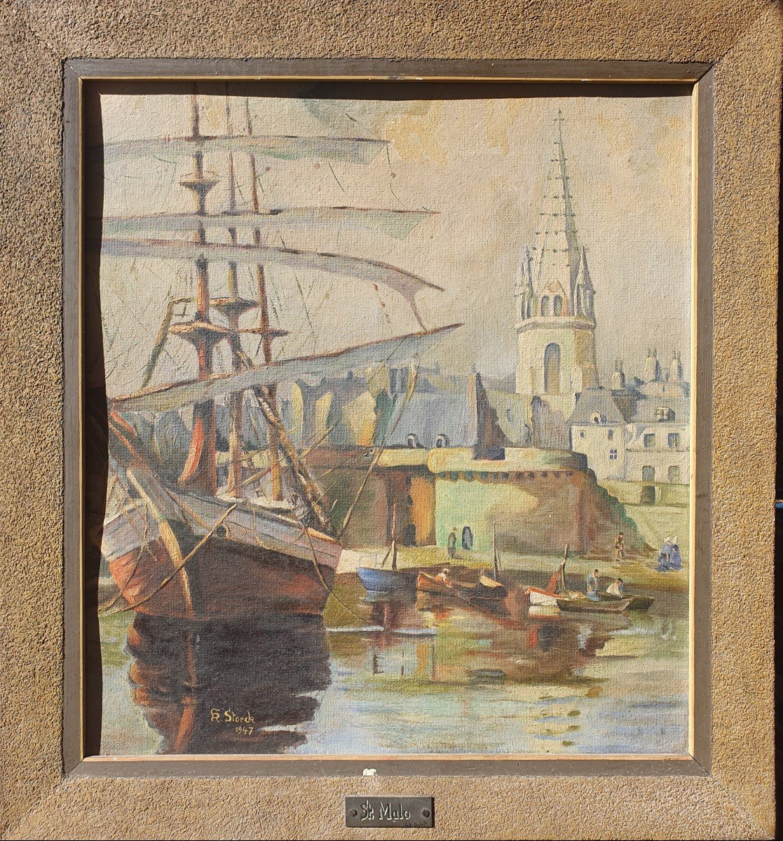 Romeo K. Storck (1903-1991) Saint Malo Bretagne Peintre Roumain Marine-photo-2