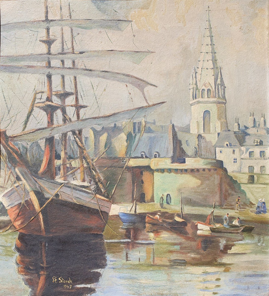 Romeo K. Storck (1903-1991) Saint Malo Bretagne Peintre Roumain Marine