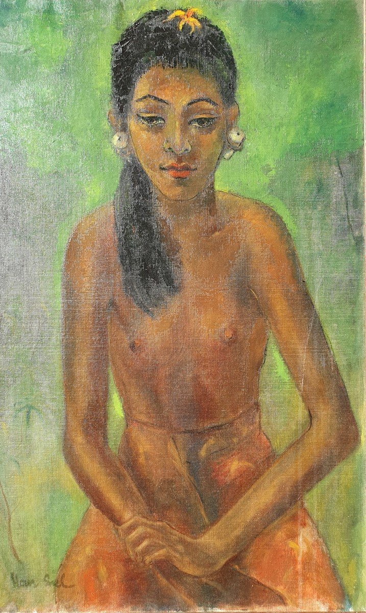 Han Snel (1925-1998) Portrait d’une Balinaise Indonésie Bali Ubud Fauvisme Expressionnisme