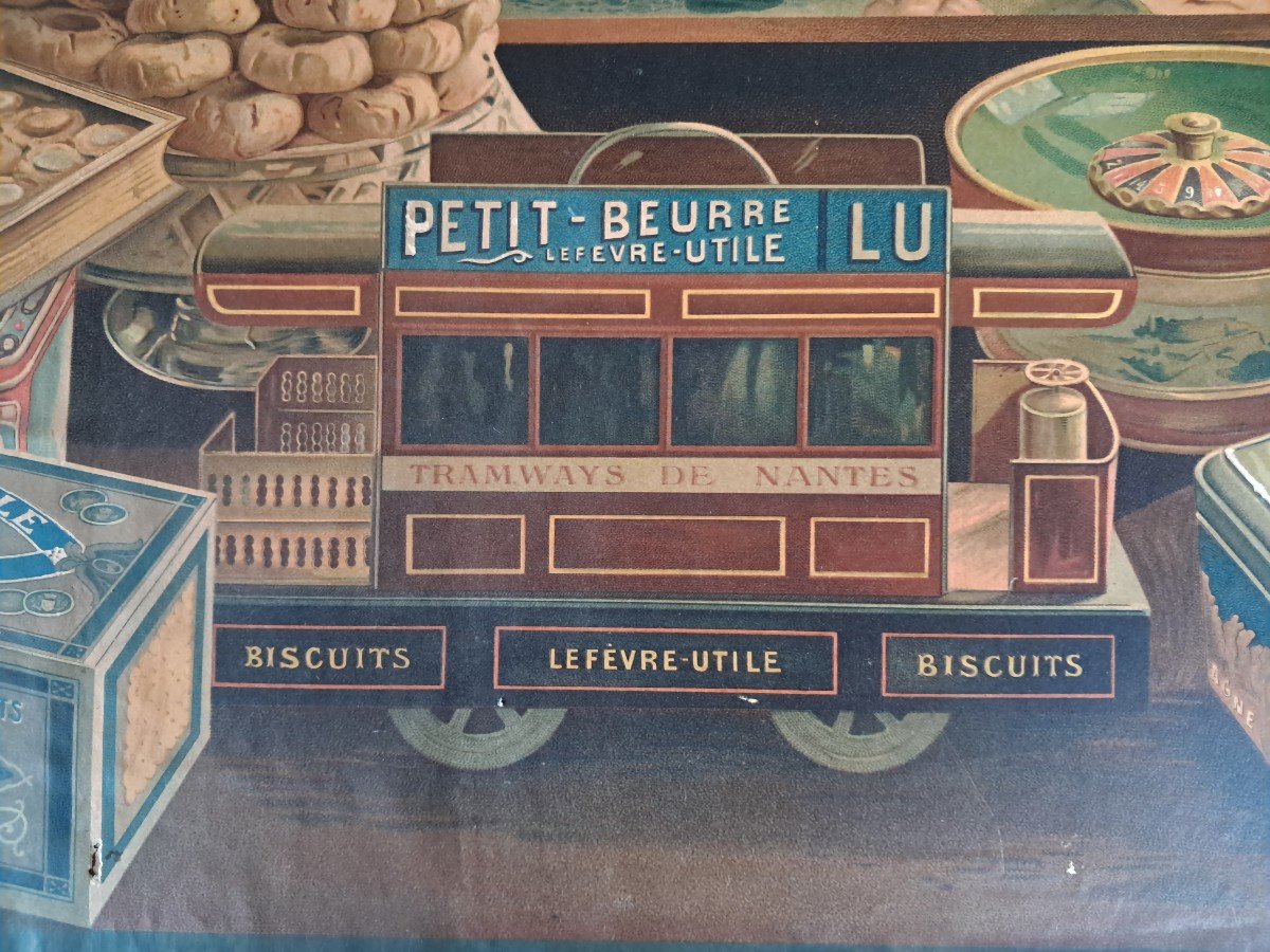 Rare publicité chromo  Art Nouveau 1905 Nantes Lu Lefevre Utile Représentant Des Enfants -photo-2