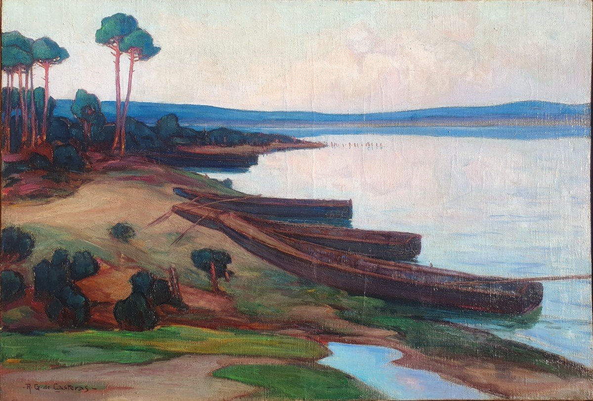 René Gouget De Casteras (1898-1976) Lake Landes, Sourgen, Cabié, Gueit Landes