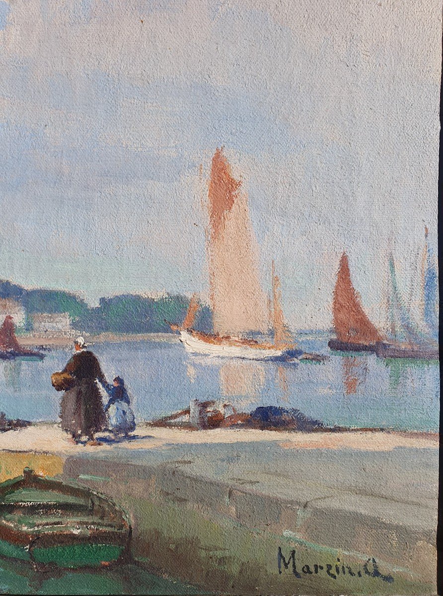 Alfred Marzin (1880 - 1943) l'île Tristan Baie de Douarnenez Bretagne Port-Rhu Marine XXe-photo-1