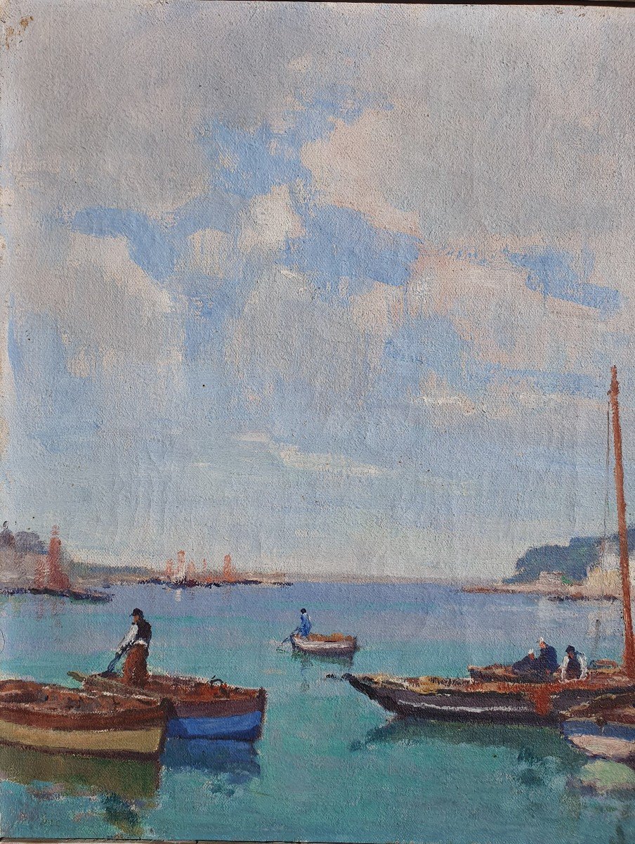 Alfred Marzin (1880 - 1943) l'île Tristan Baie de Douarnenez Bretagne Port-Rhu Marine XXe-photo-2