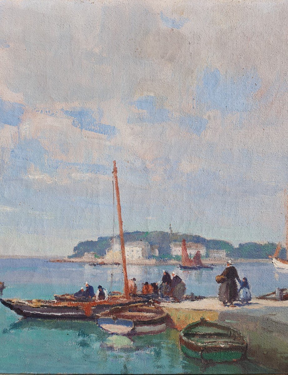 Alfred Marzin (1880 - 1943) l'île Tristan Baie de Douarnenez Bretagne Port-Rhu Marine XXe-photo-3