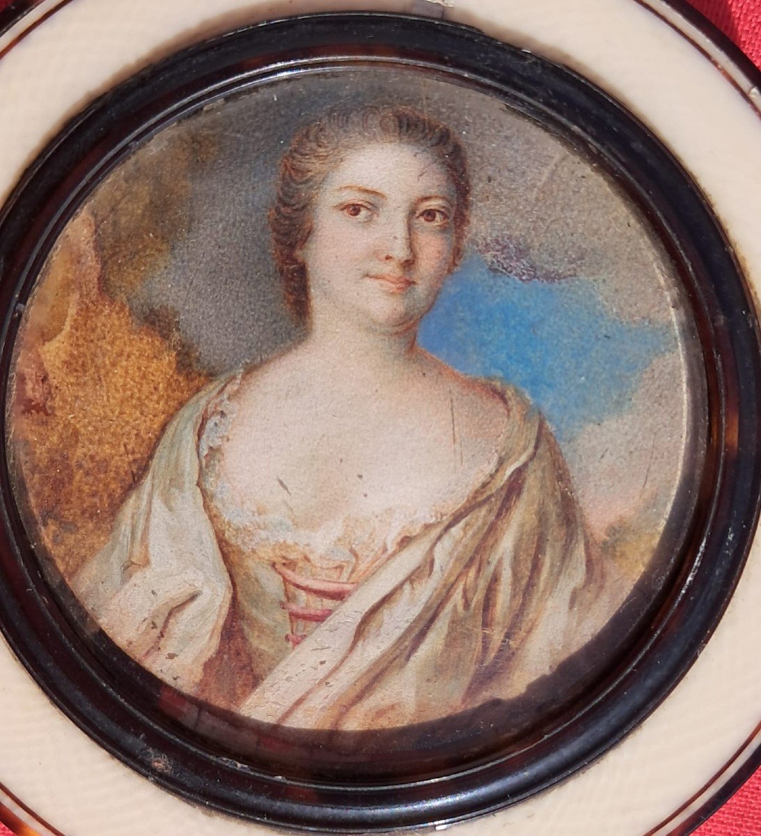 Miniature Fly Box Or Snuff Box Period Portrait Of Noble Woman Louis XV XVIII-photo-2