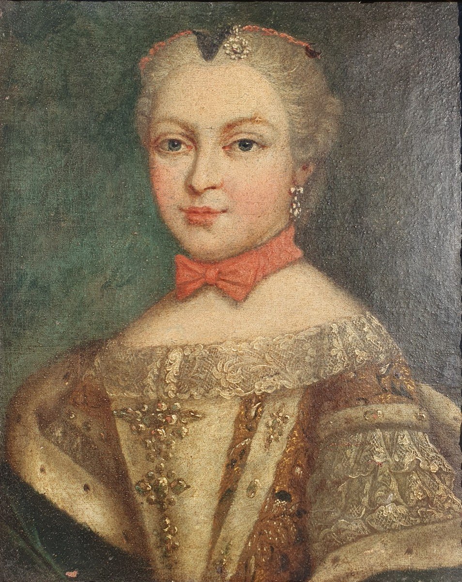 Portrait Femme De La Noblesse Française XVIIIe Marie Leszczynska (présumé) Louis XV-photo-2