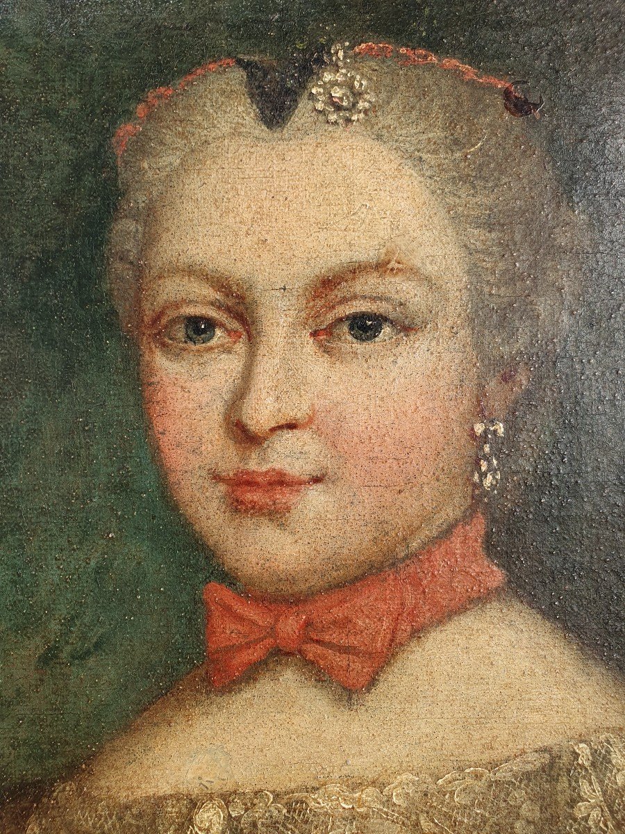 Portrait Femme De La Noblesse Française XVIIIe Marie Leszczynska (présumé) Louis XV-photo-3