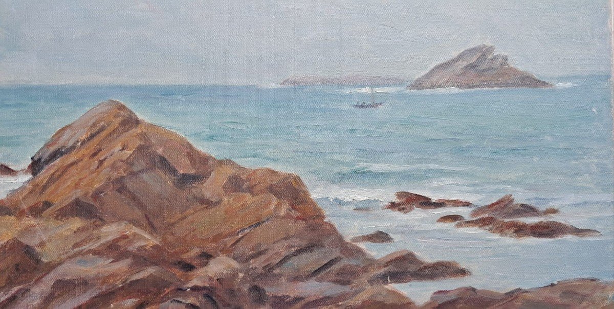 Emile Hamon Painting Brittany Portivy Quiberon Marine 20th-photo-3