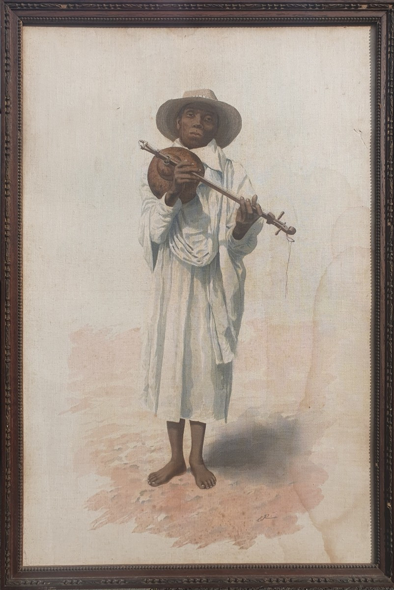 Emile Ralambo (1879-1963) Joueur de Jejy Voatavo Peintre Malgache Madagascar Musicien-photo-2