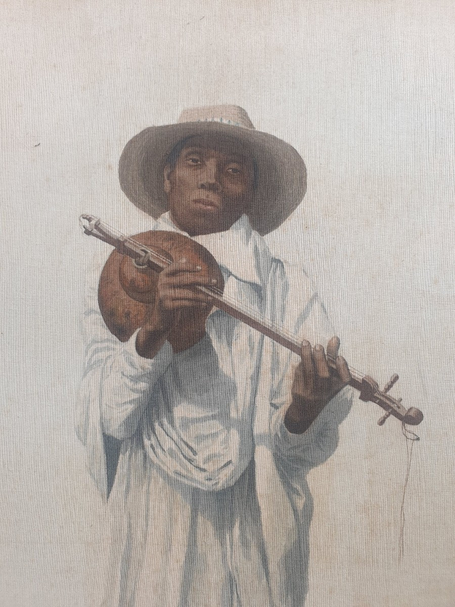 Emile Ralambo (1879-1963) Joueur de Jejy Voatavo Peintre Malgache Madagascar Musicien-photo-3