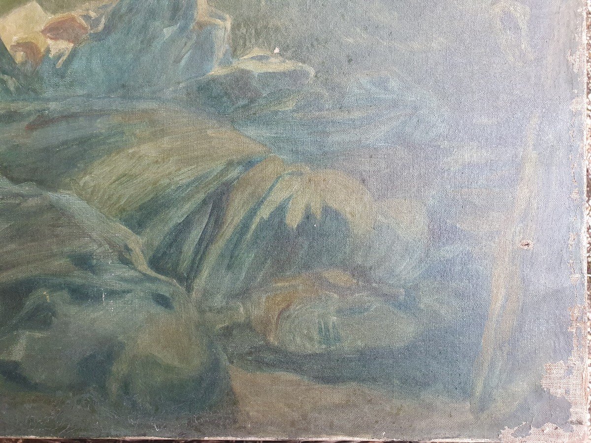 Oil On Canvas Signed Léo Lélée World War I , “poilu” 1914-1918-photo-1