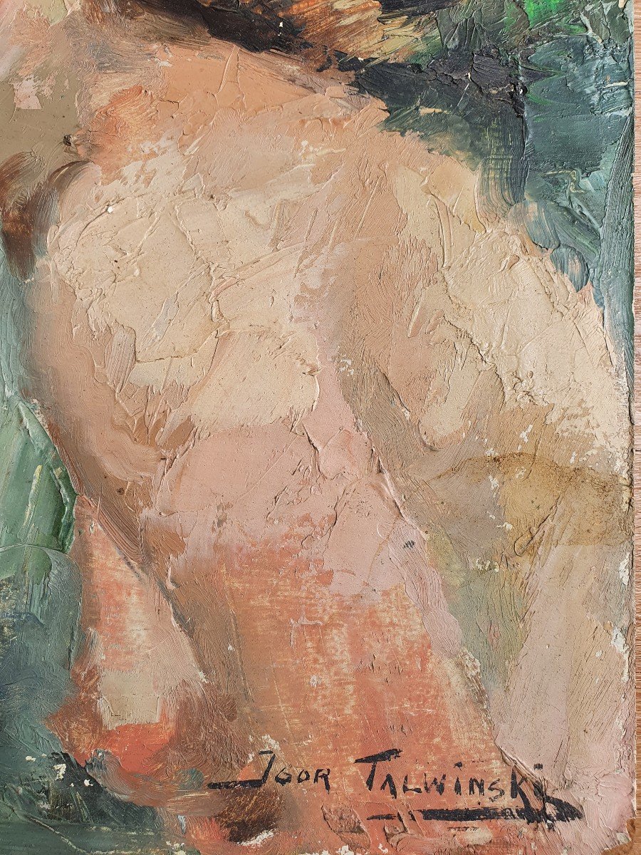 Huile Sur Isorel Portrait De Femme Nue Signée Igor Talwinski (1907-1983)-photo-3