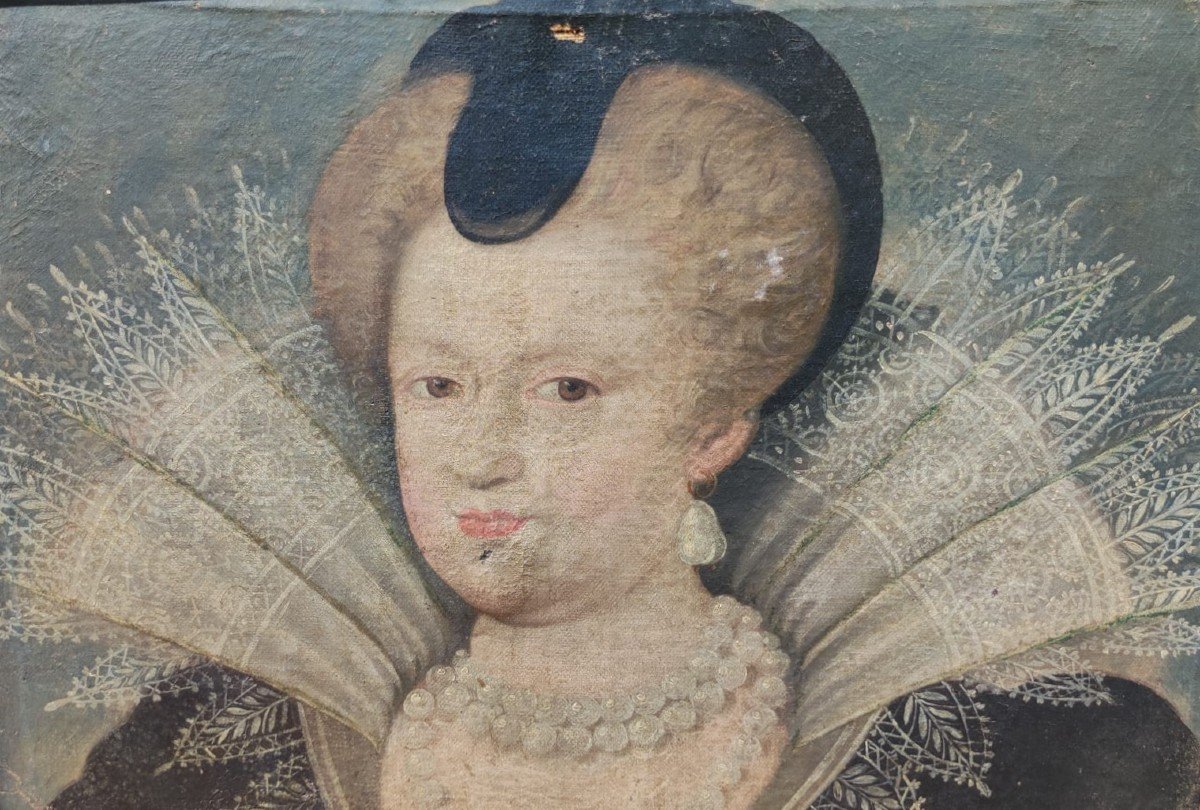 Proantic: Tableau Portrait De La Reine De France Et De Navarre : Marie