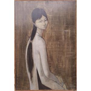 Portrait De Jeune Femme Vietnamienne Henry Joubioux (1924-1986) Peintre Breton Asie Vietnam