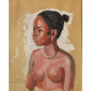 Portrait Of Young Malagasy Girl Paul Léon Bléger Africanist Traveler Painter Madagascar