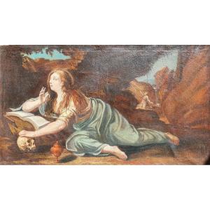 Large Painting Saint Mary Magdalene Penitent And Saint Francis Of Assisi XVIIth Religious