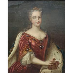 Portrait Of Marie Leszczynska (1708-1768) Queen Of France Eighteenth Van Loo (follower Of)