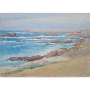 Emile Hamon Tableau Bretagne Quiberon Marine XXe