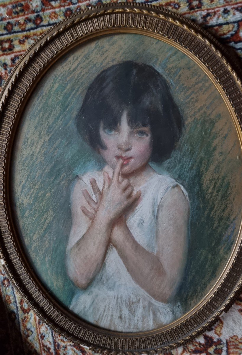 Little Girl By John Da Costa Pastel 20s-photo-4