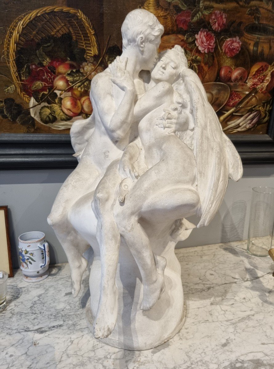 Plâtre Original De Gustave Suchetet Pour La Statue Nid d'Amour à La Roche Sur Yon