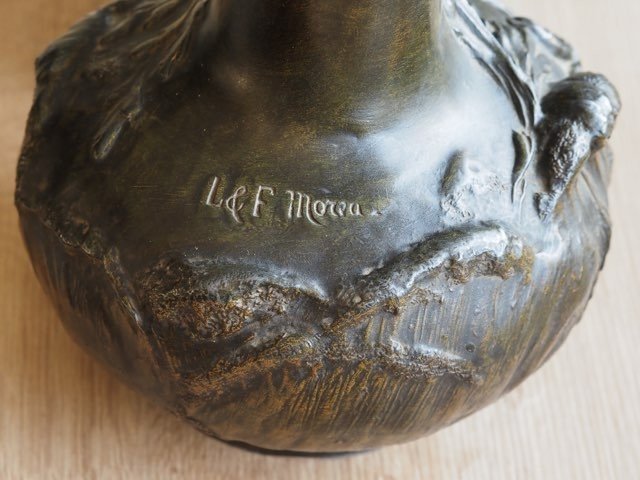 Paire De Vase En Regule Patinés Bronze De H. Moreau-photo-4