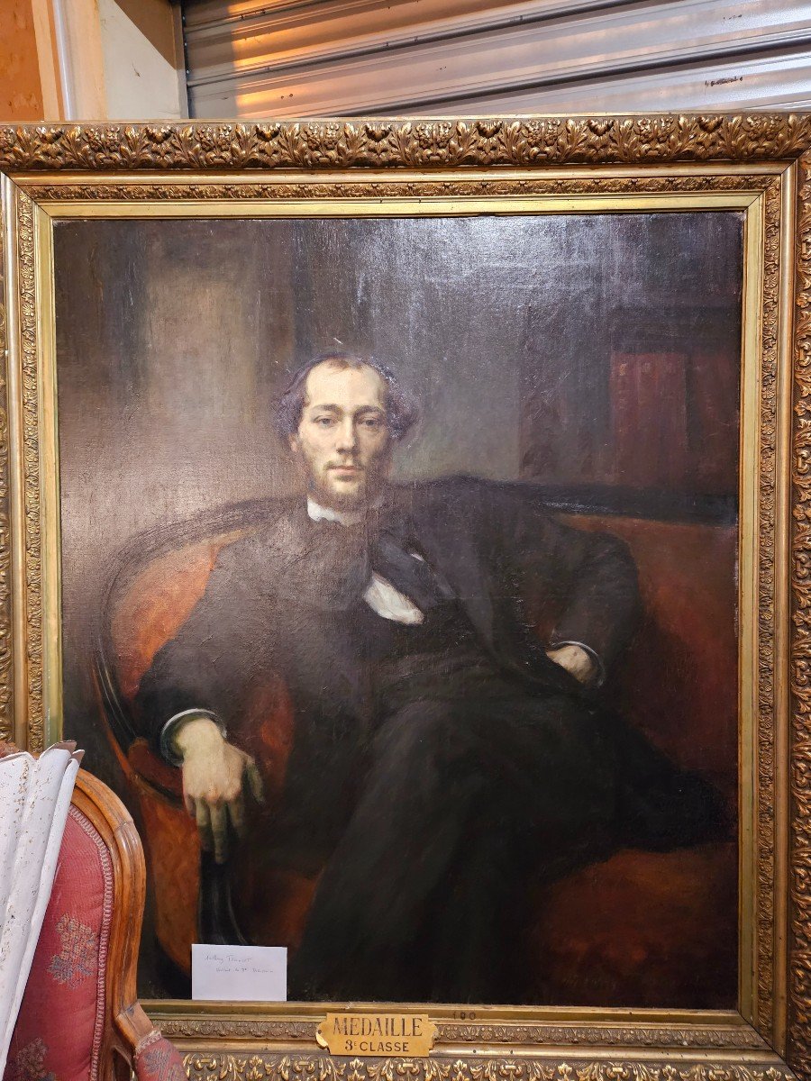 Grand Portait d'Homme Par Antony Troncet Huile Sur Toile -photo-5