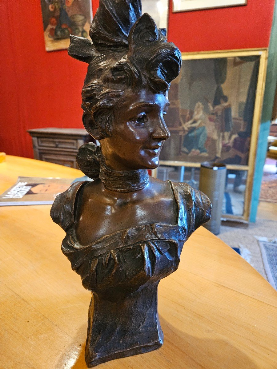 Bronze De Van Der Straeten Femme Art Nouveau-photo-4