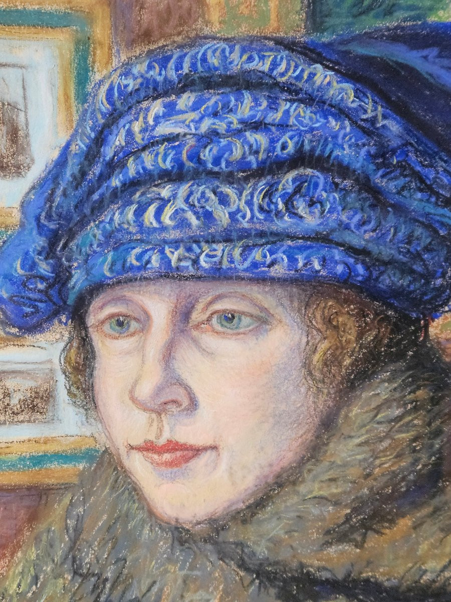 Pastel By Paul Molinard Portrait Of A Woman  -photo-2