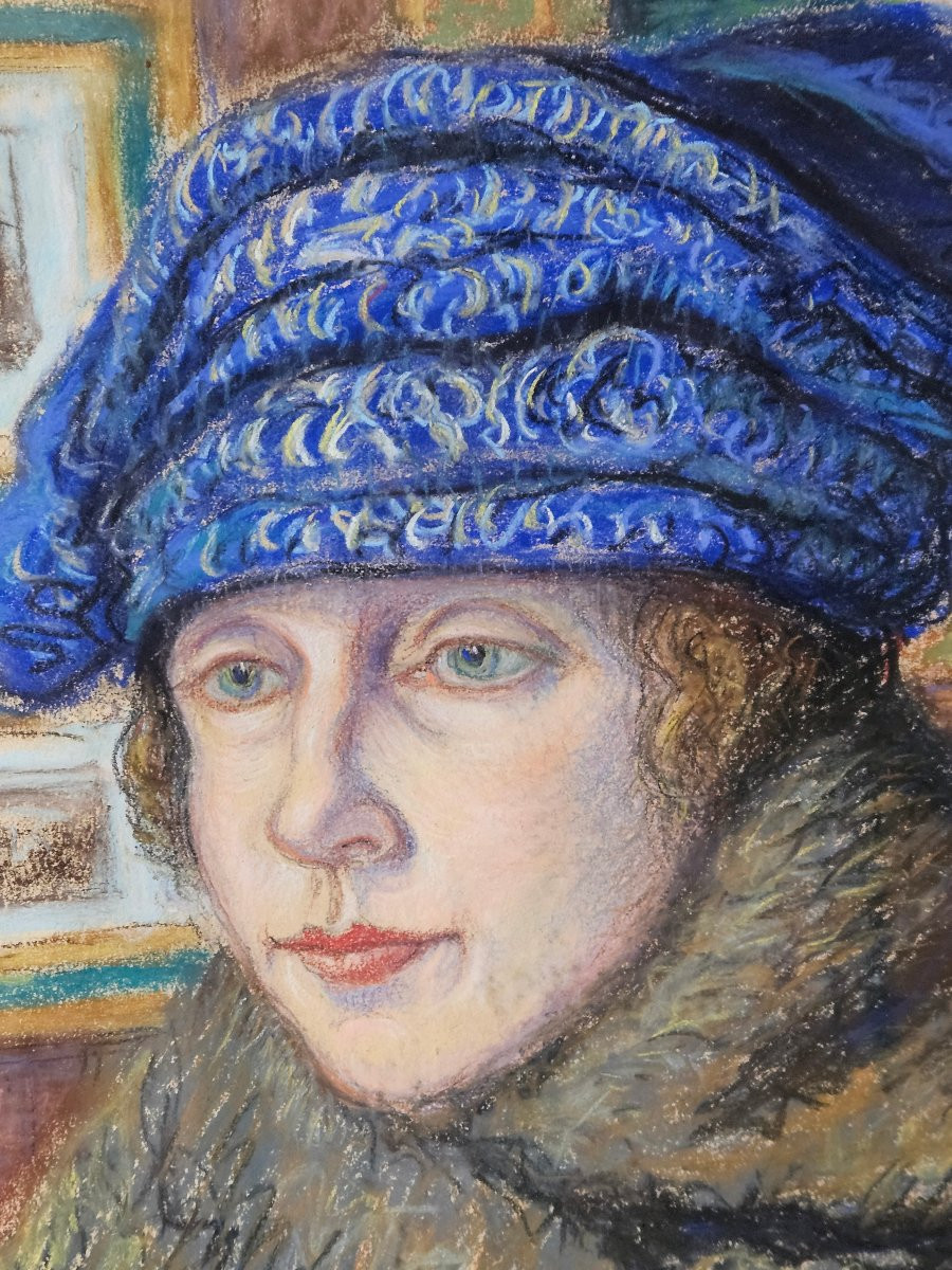 Pastel By Paul Molinard Portrait Of A Woman  -photo-1