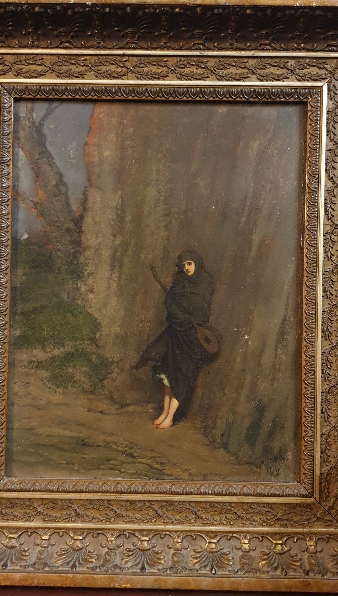 Huile Sur Panneau De Jan Van Beers Joueuse De Mandoline-photo-3