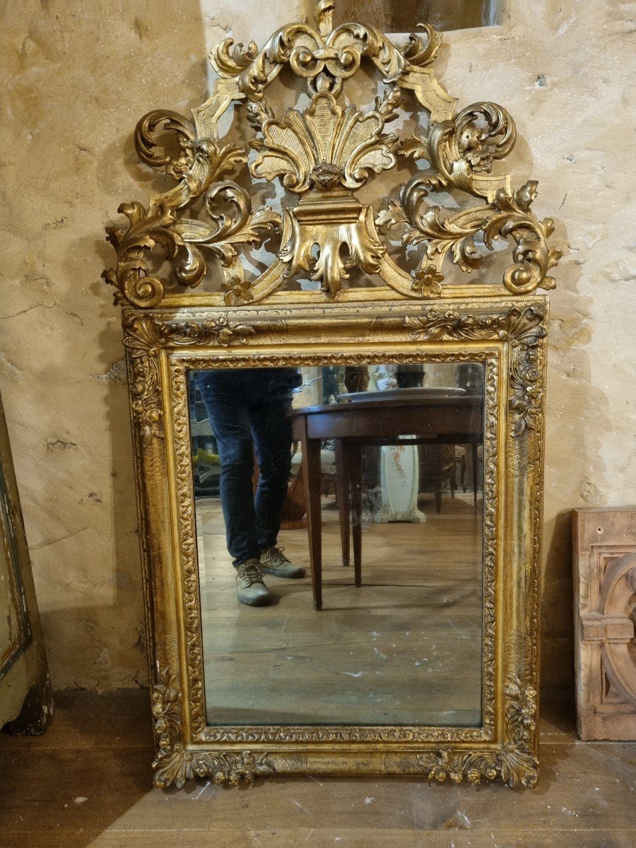 18th Century Mirror In Golden Wood-photo-6