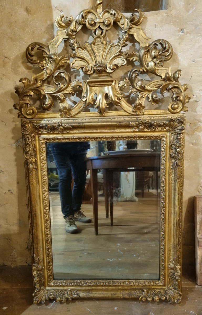 18th Century Mirror In Golden Wood