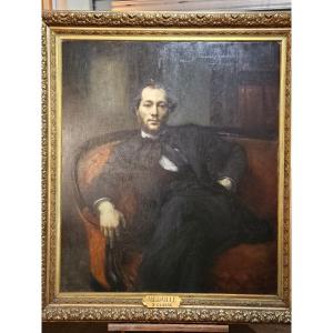 Large Portrait Of A Man By Antony Troncet Oil On Canvas 
